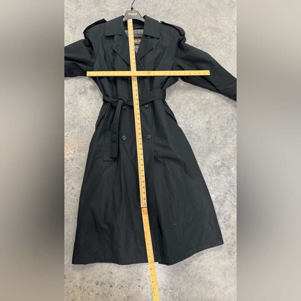 London Fog Black Double-Breasted Trench Coat with Belt - Picture 4 of 8